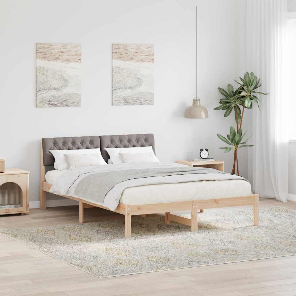 Bettgestell Braun und Taupe 150 x 200 cm Massivholz Kiefer