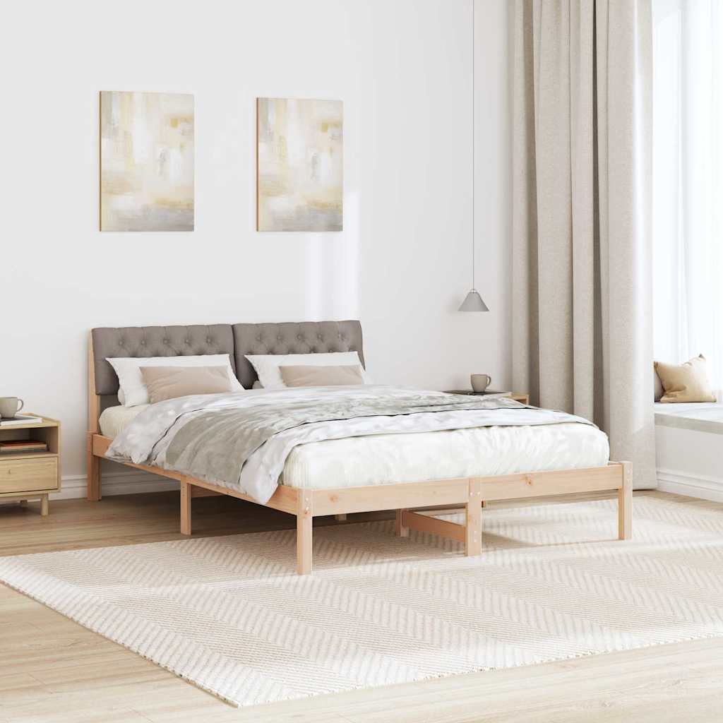 Bettgestell Braun und Taupe 150 x 200 cm Massivholz Kiefer