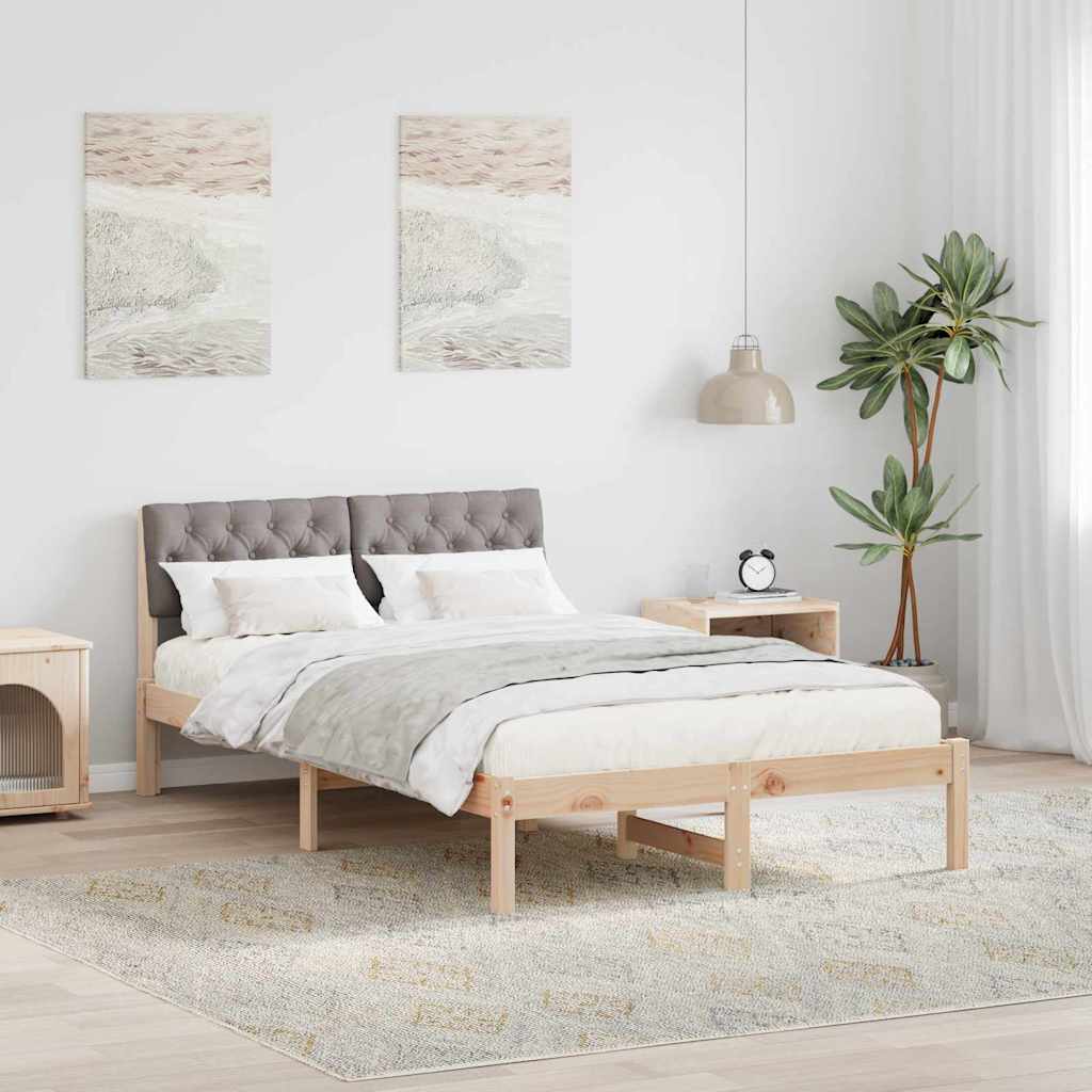 Bettgestell Braun und Taupe 120 x 200 cm Massivholz Kiefer