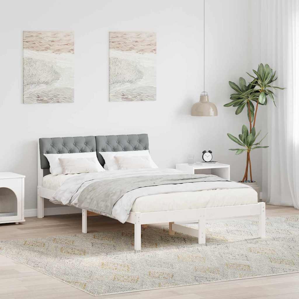 Bettgestell Weiß und Hellgrau 120 x 200 cm Massivholz Kiefer