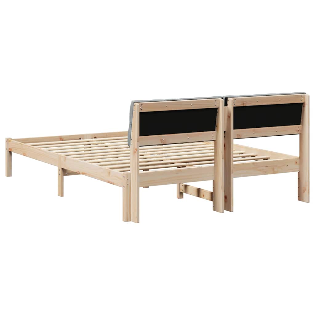 Bettgestell Braun und hellgrau 140 x 190 cm Massivholz Kiefer