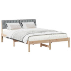 Bettgestell Braun und hellgrau 140 x 190 cm Massivholz Kiefer