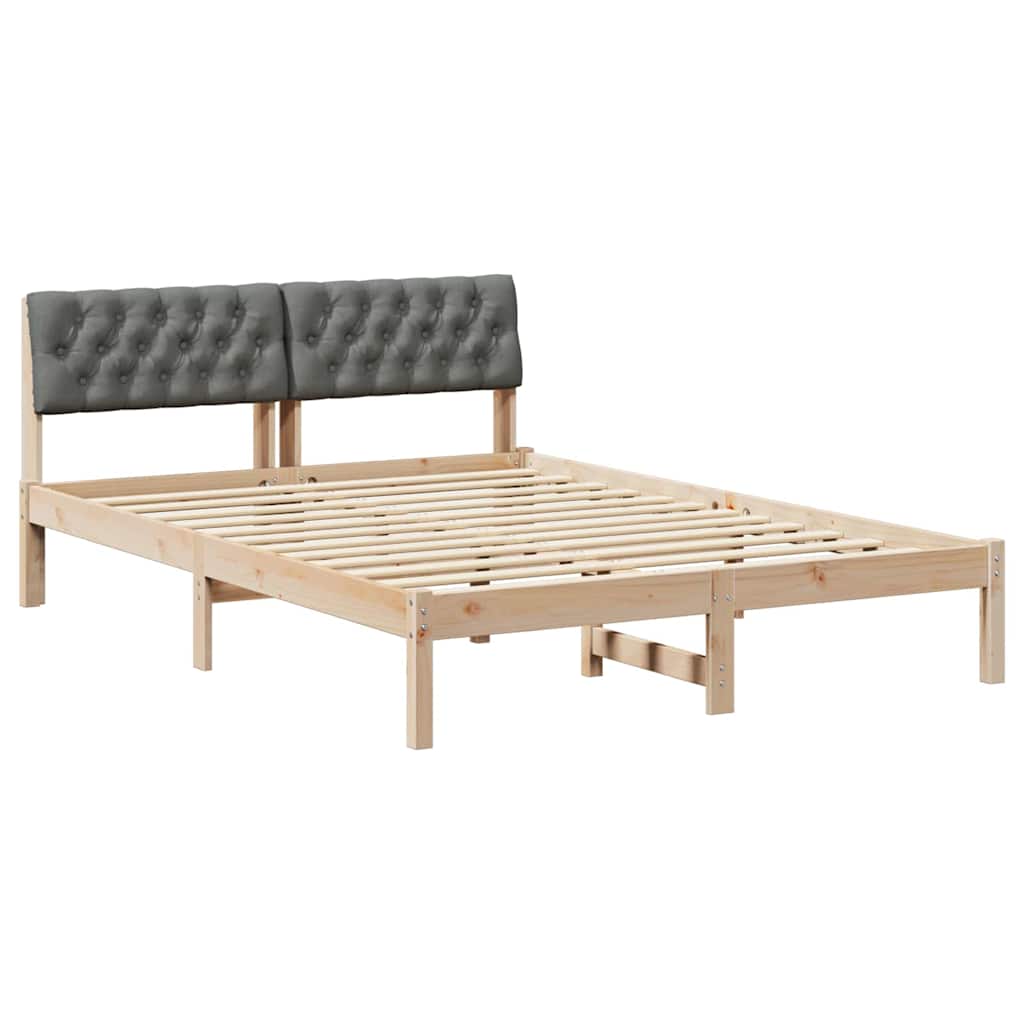 Bettgestell Braun und Dunkelgrau 140 x 190 cm Massivholz Kiefer