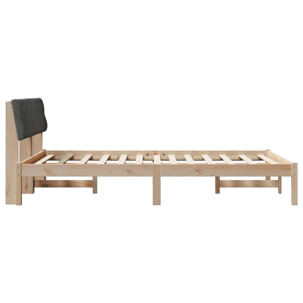 Bettgestell Braun und Dunkelgrau 140 x 190 cm Massivholz Kiefer