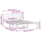 Bettgestell Braun und Dunkelgrau 140 x 190 cm Massivholz Kiefer