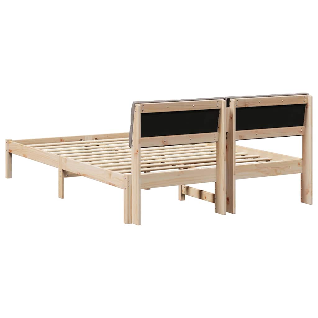 Bettgestell Braun und Taupe 140 x 190 cm Massivholz Kiefer