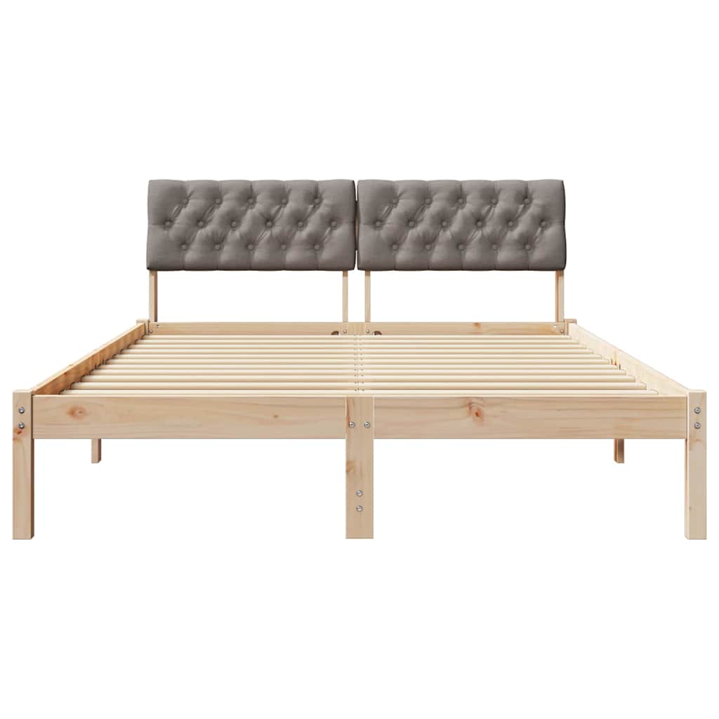 Bettgestell Braun und Taupe 140 x 190 cm Massivholz Kiefer