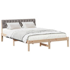 Bettgestell Braun und Taupe 140 x 190 cm Massivholz Kiefer