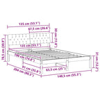 Bettgestell Braun und Taupe 135 x 190 cm Massivholz Kiefer