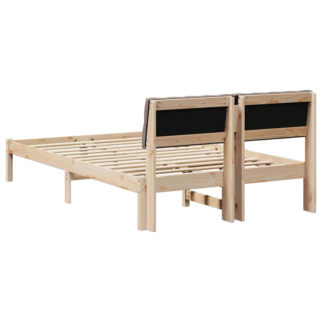 Bettgestell Braun und Taupe 120 x 190 cm Massivholz Kiefer