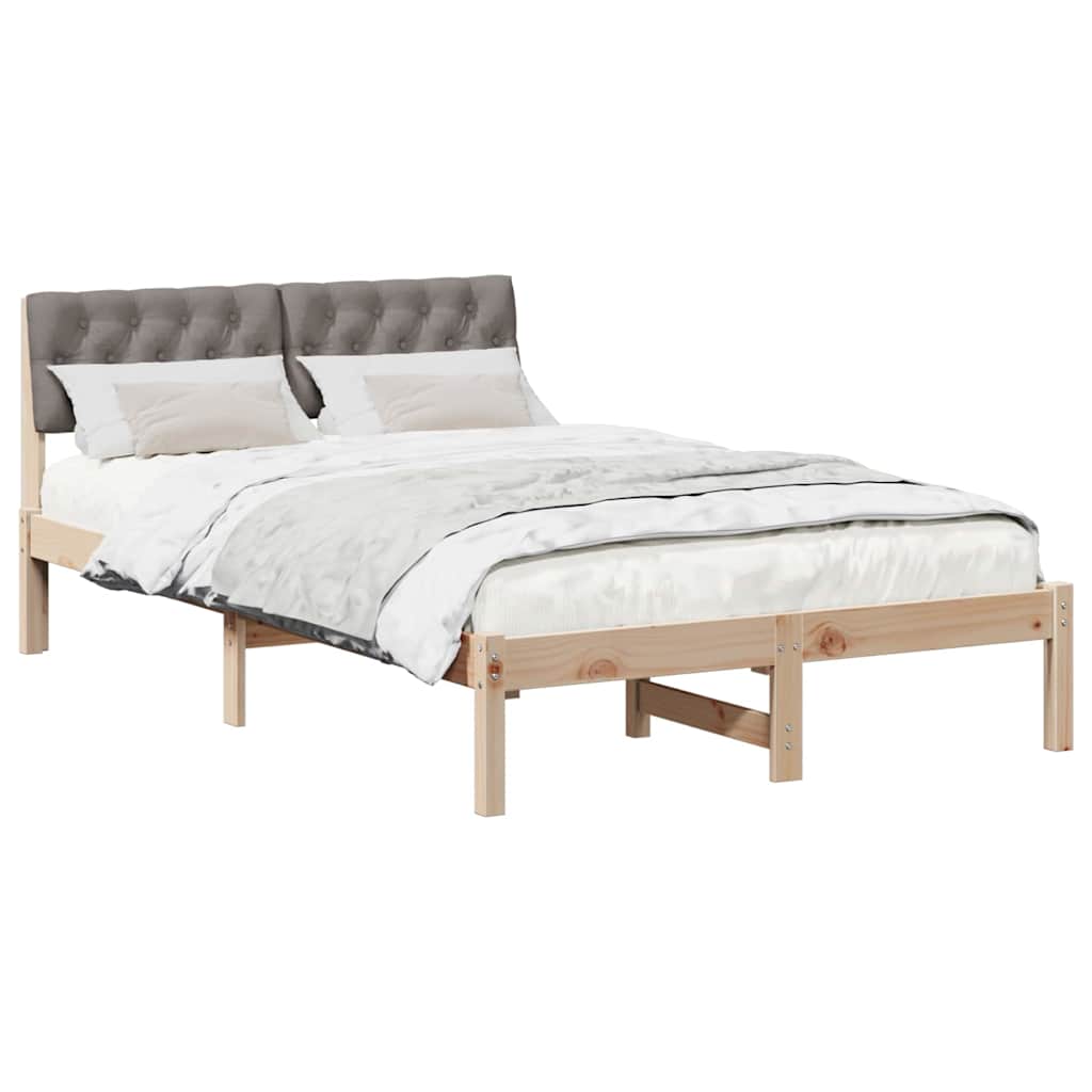 Bettgestell Braun und Taupe 120 x 190 cm Massivholz Kiefer