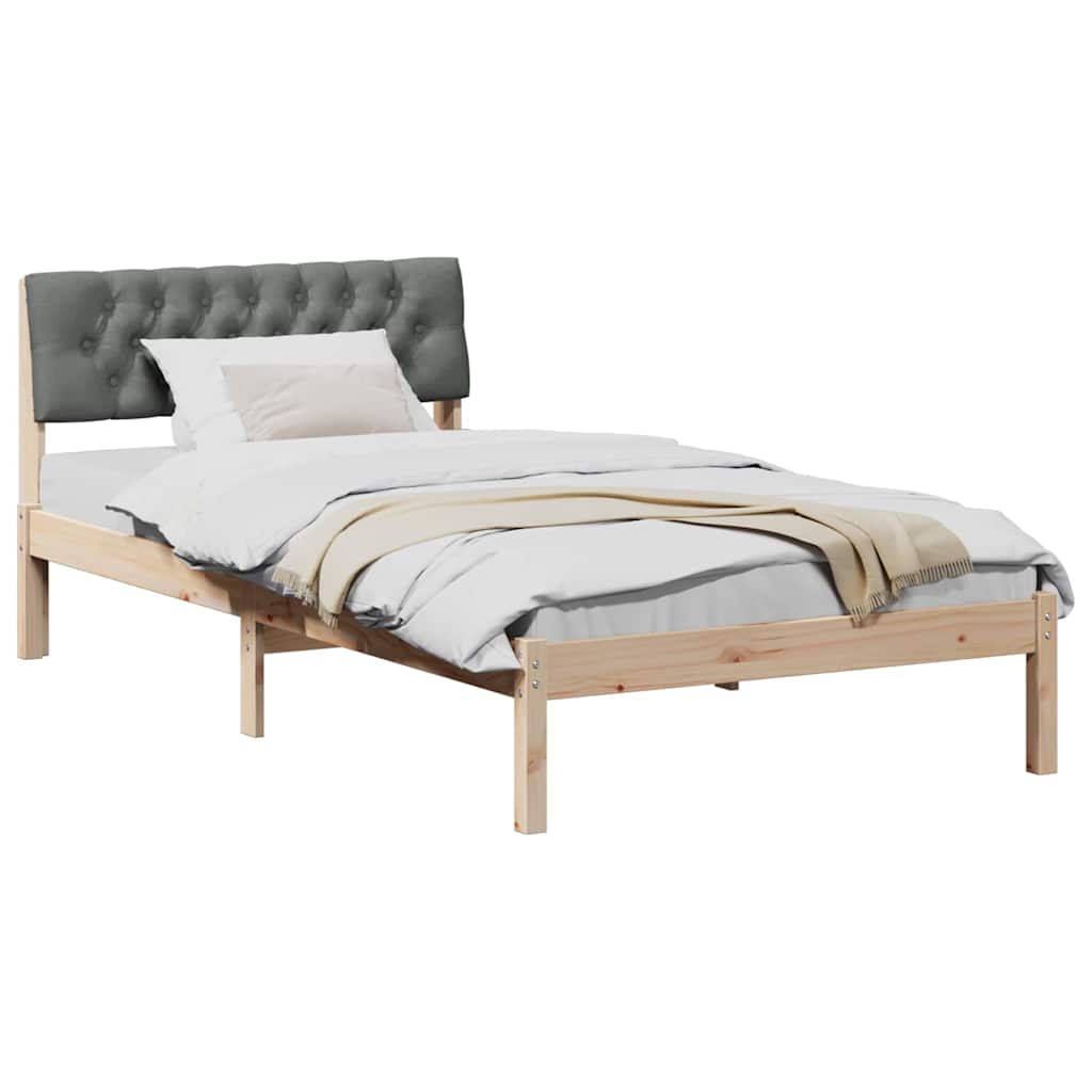 Bettgestell Braun und Dunkelgrau 100 x 200 cm Massivholz Kiefer