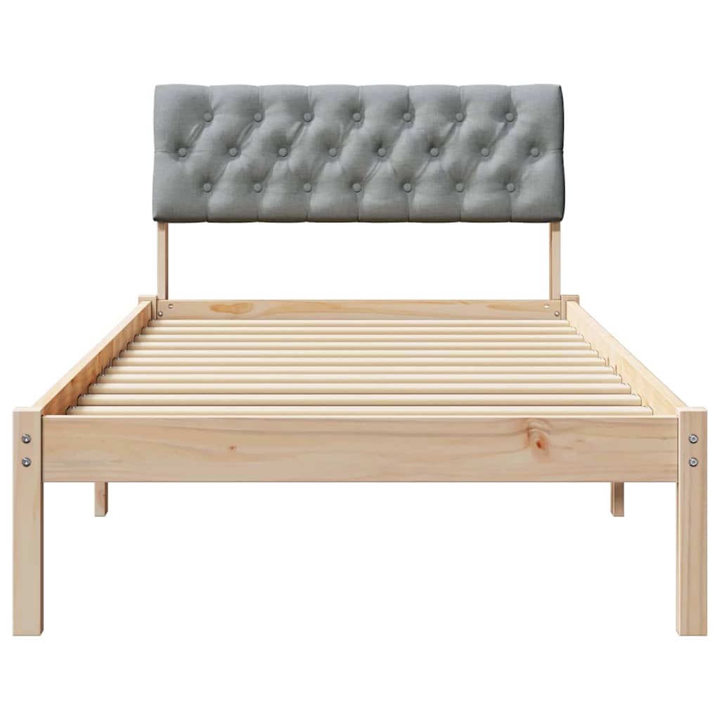 Bettgestell Braun und hellgrau 90 x 200 cm Massivholz Kiefer