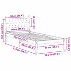 Bettgestell Braun und Dunkelgrau 90 x 200 cm Massivholz Kiefer