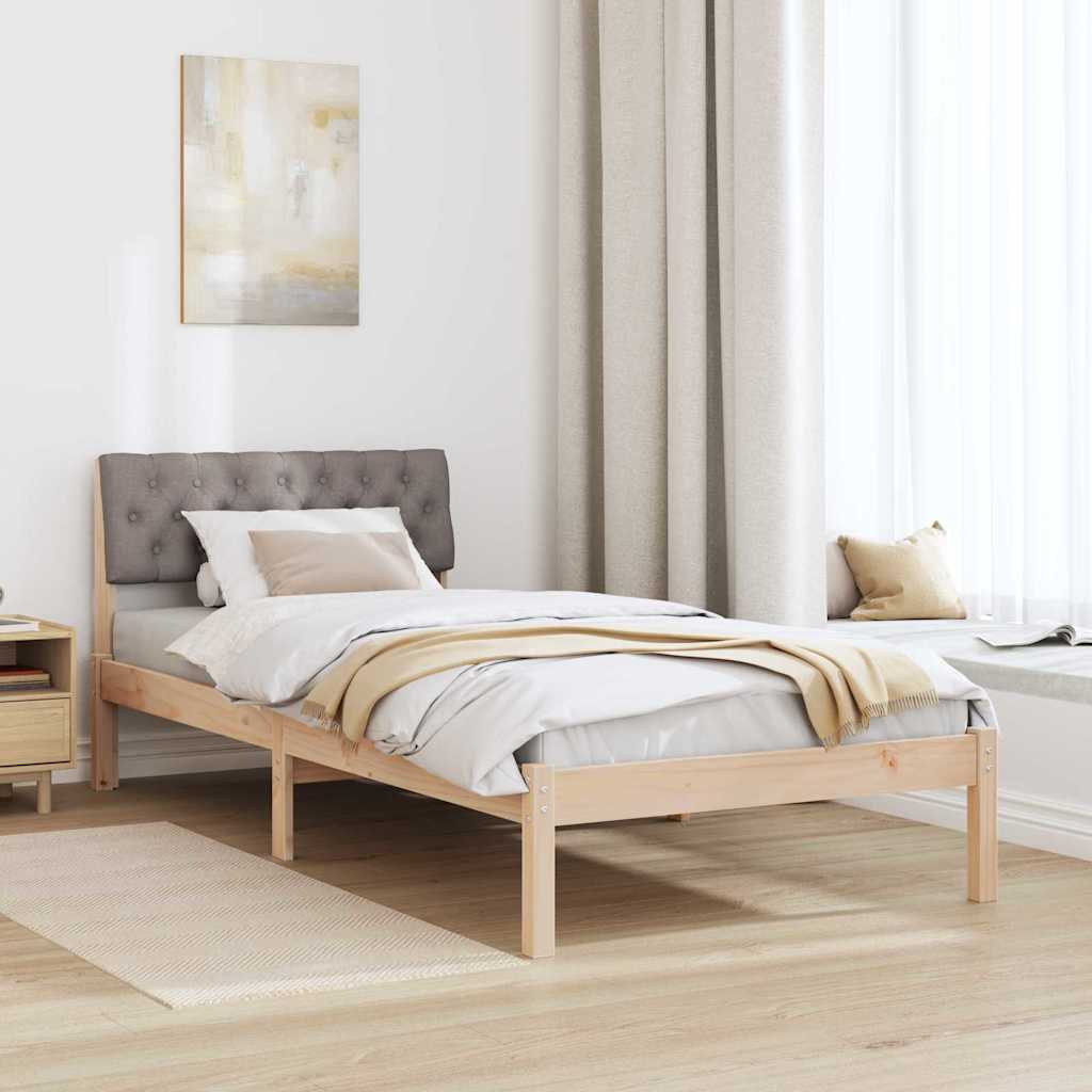 Bettgestell Braun und Taupe 90 x 200 cm Massivholz Kiefer