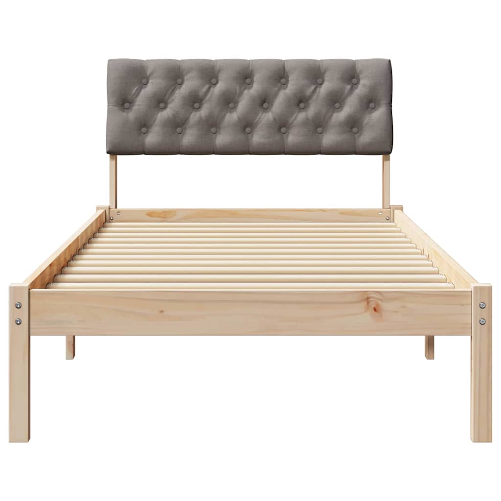 Bettgestell Braun und Taupe 90 x 200 cm Massivholz Kiefer