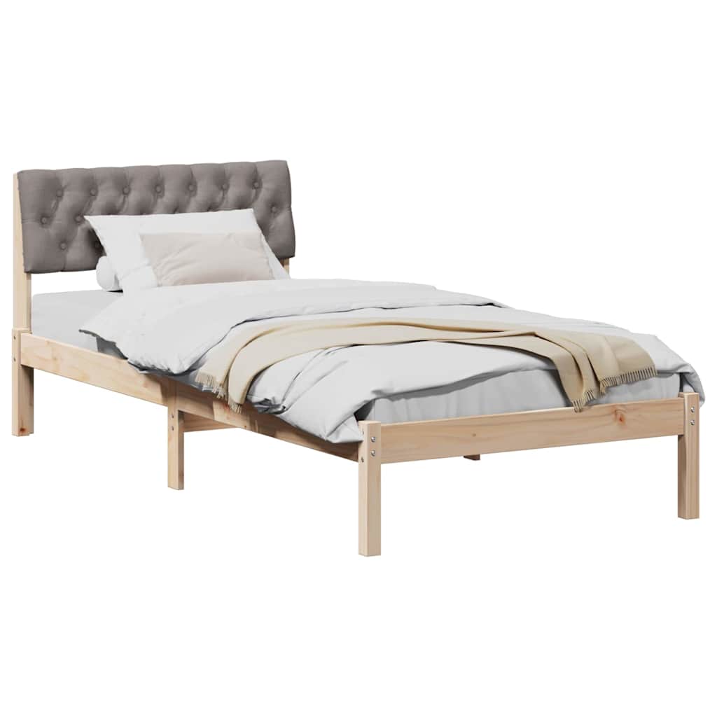 Bettgestell Braun und Taupe 90 x 200 cm Massivholz Kiefer
