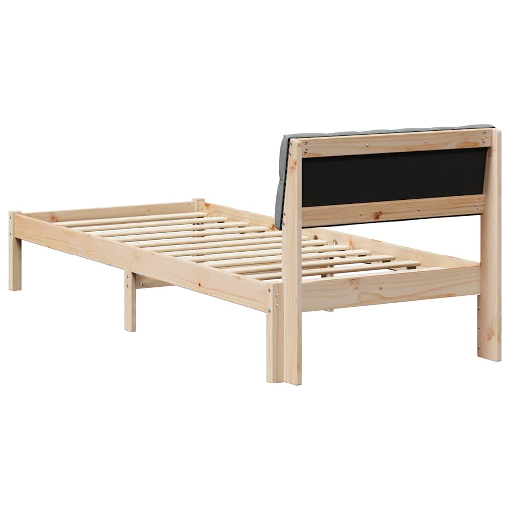 Bettgestell Braun und hellgrau 80 x 200 cm Massivholz Kiefer
