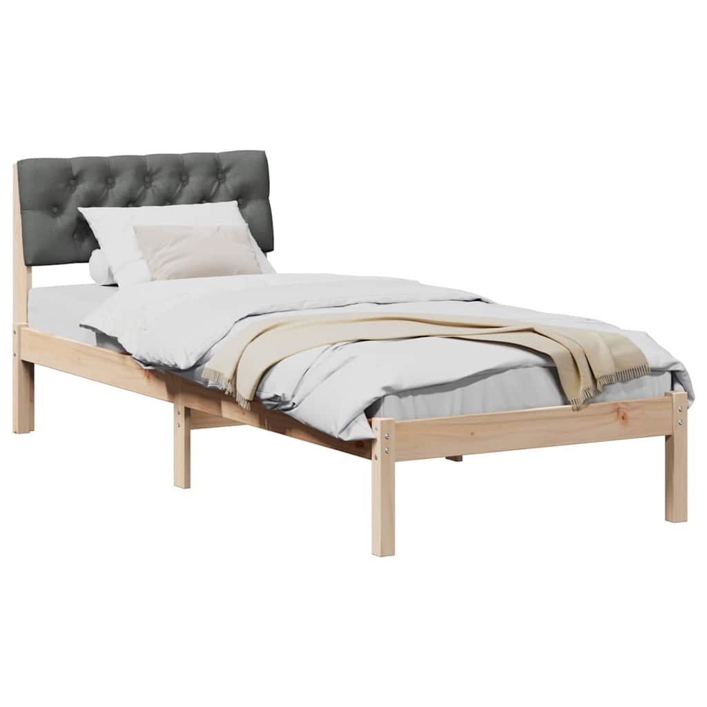 Bettgestell Braun und Dunkelgrau 80 x 200 cm Massivholz Kiefer
