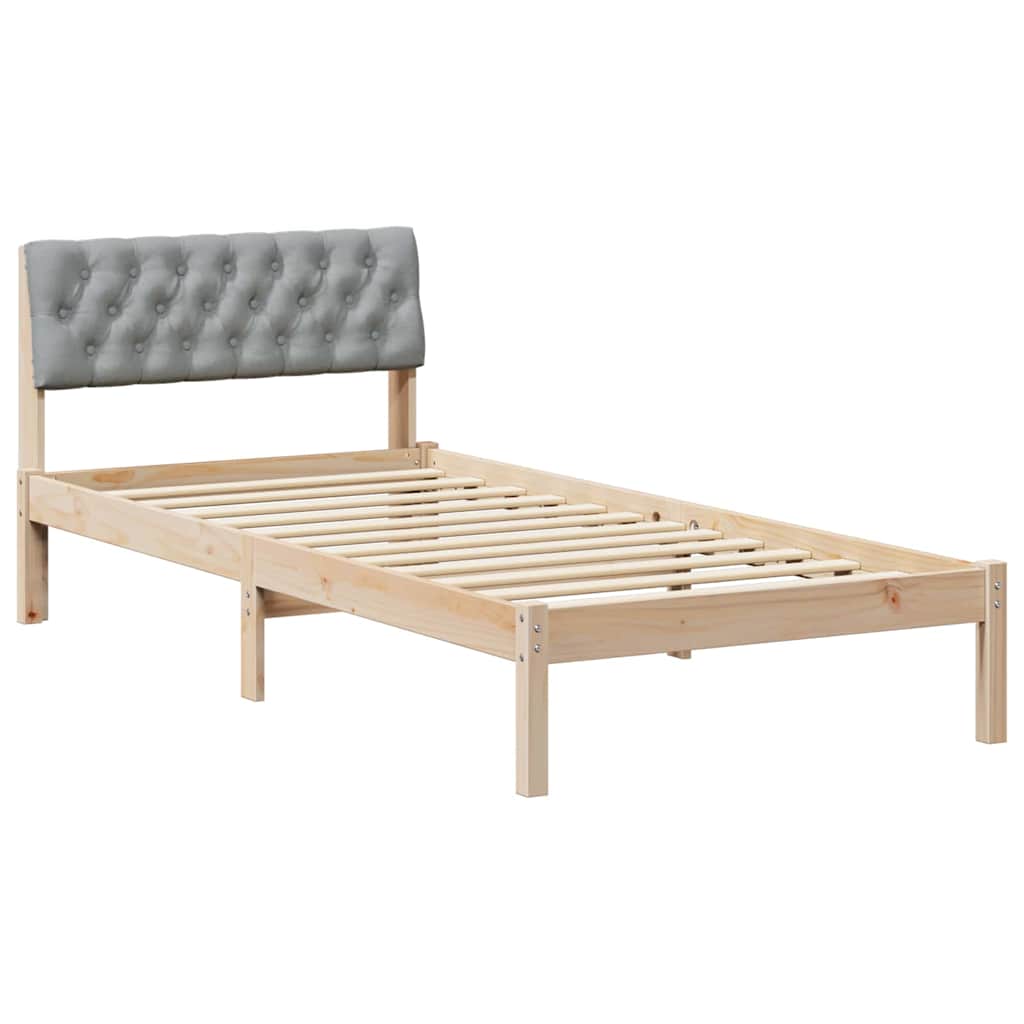 Bettgestell Braun und hellgrau 90 x 190 cm Massivholz Kiefer