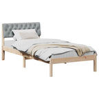 Bettgestell Braun und hellgrau 90 x 190 cm Massivholz Kiefer