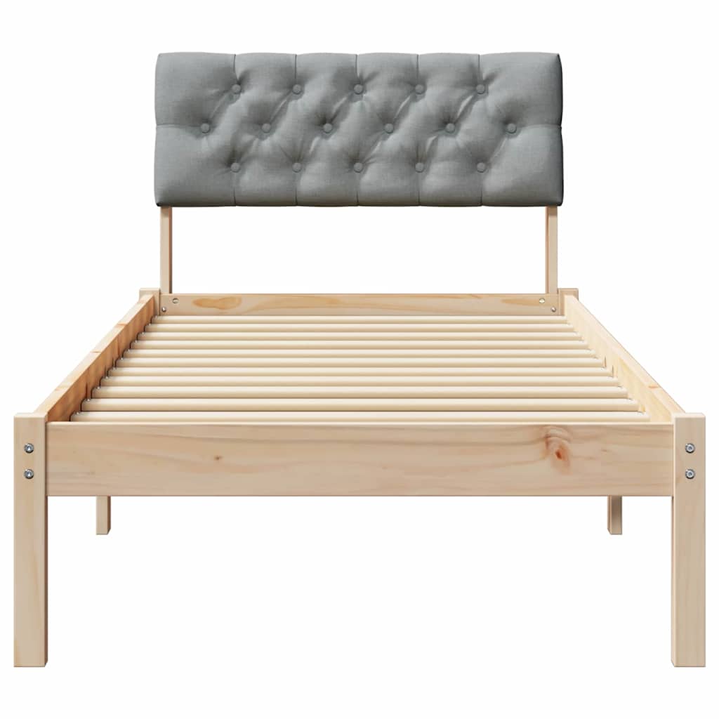 Bettgestell Braun und hellgrau 75 x 190 cm Massivholz Kiefer