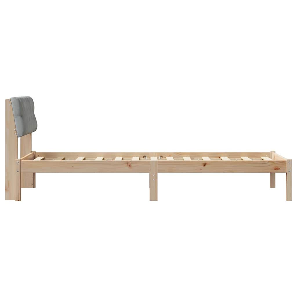 Bettgestell Braun und hellgrau 75 x 190 cm Massivholz Kiefer