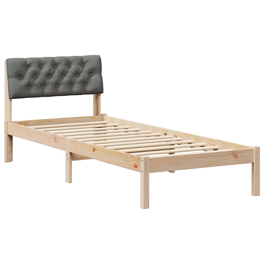 Bettgestell Braun und Dunkelgrau 75 x 190 cm Massivholz Kiefer