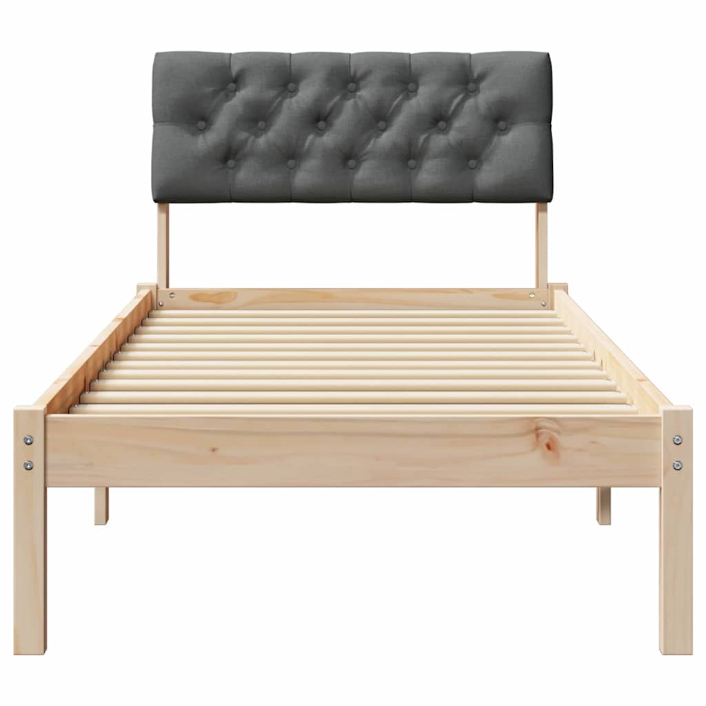 Bettgestell Braun und Dunkelgrau 75 x 190 cm Massivholz Kiefer