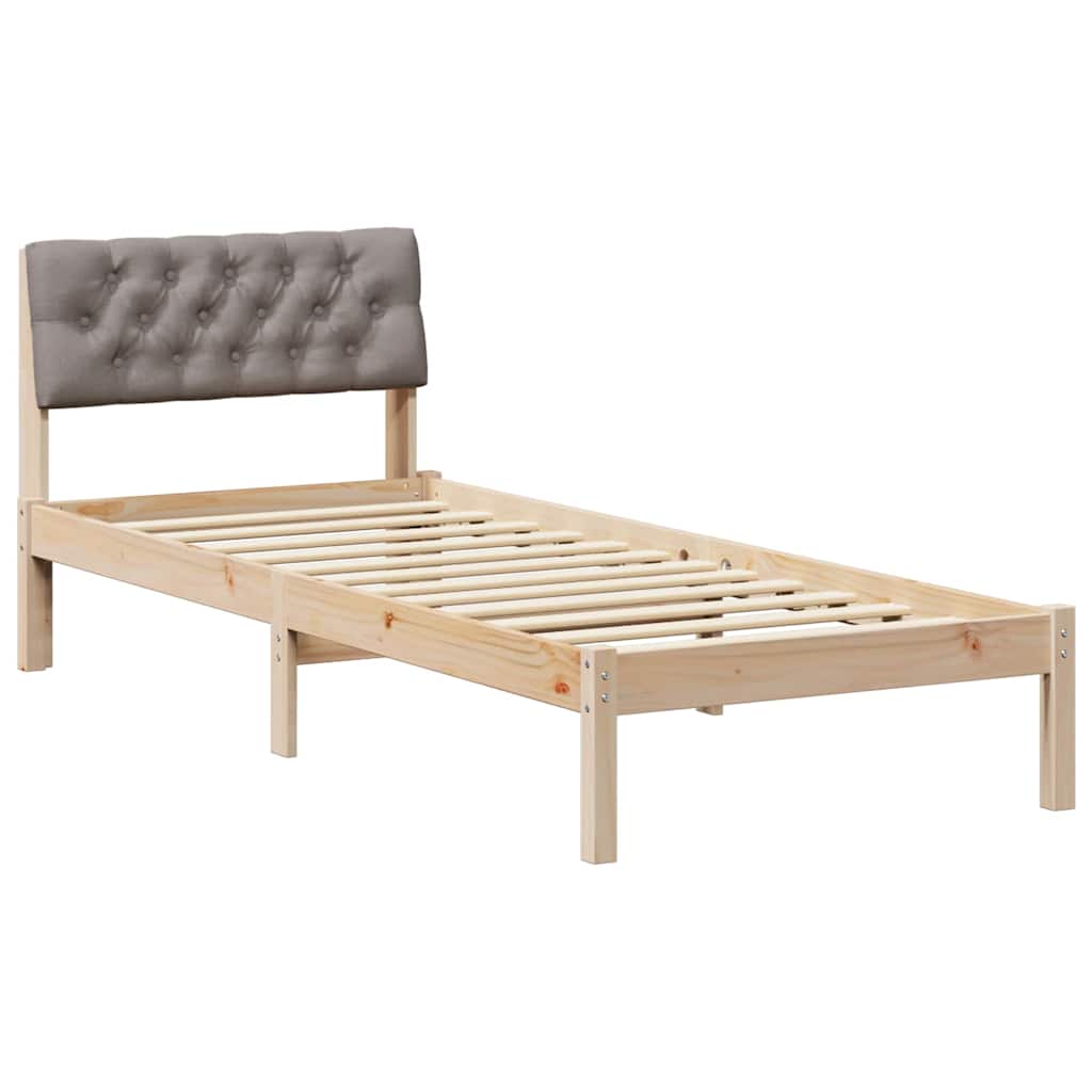 Bettgestell Braun und Taupe 75 x 190 cm Massivholz Kiefer