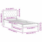 Bettgestell Braun und Taupe 75 x 190 cm Massivholz Kiefer