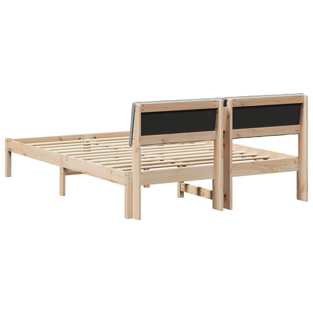 Bettgestell Braun und hellgrau 135 x 190 cm Massivholz Kiefer