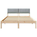 Bettgestell Braun und hellgrau 135 x 190 cm Massivholz Kiefer