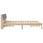Bettgestell Braun und hellgrau 135 x 190 cm Massivholz Kiefer