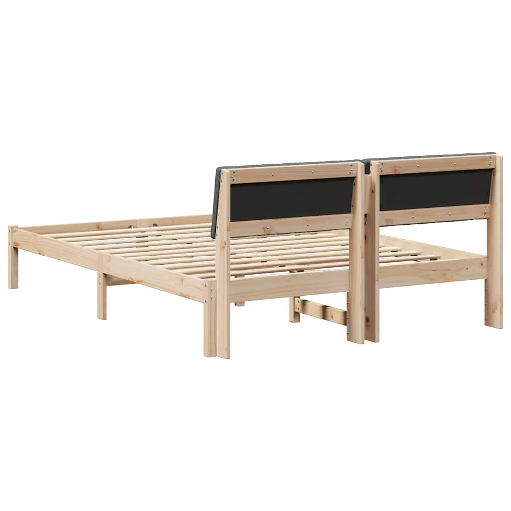 Bettgestell Braun und Dunkelgrau 135 x 190 cm Massivholz Kiefer