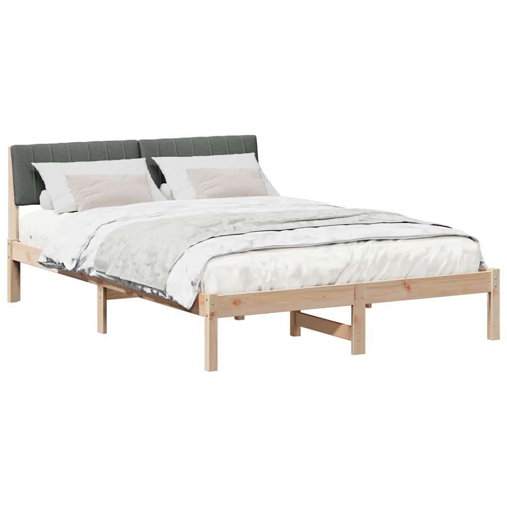 Bettgestell Braun und Dunkelgrau 135 x 190 cm Massivholz Kiefer