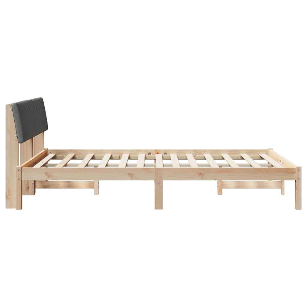 Bettgestell Braun und Dunkelgrau 135 x 190 cm Massivholz Kiefer