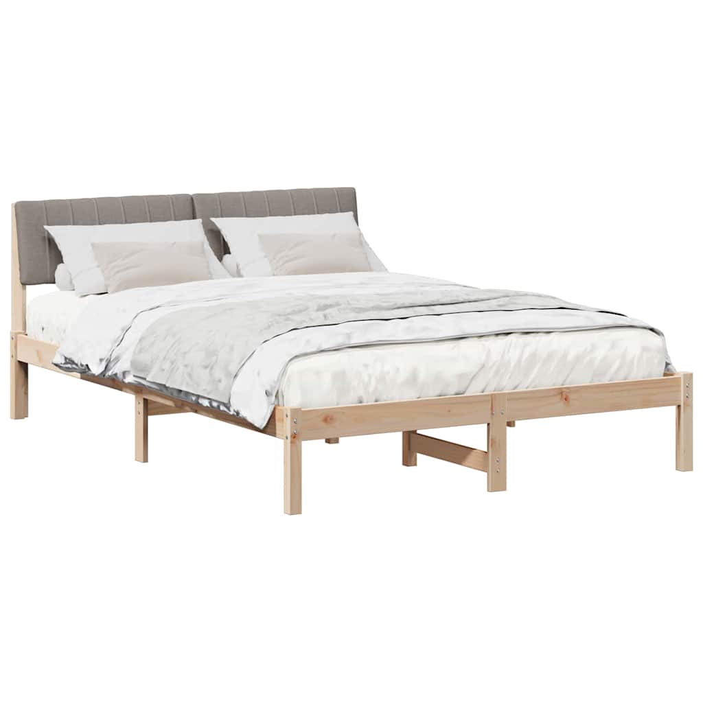 Bettgestell Braun und Taupe 135 x 190 cm Massivholz Kiefer