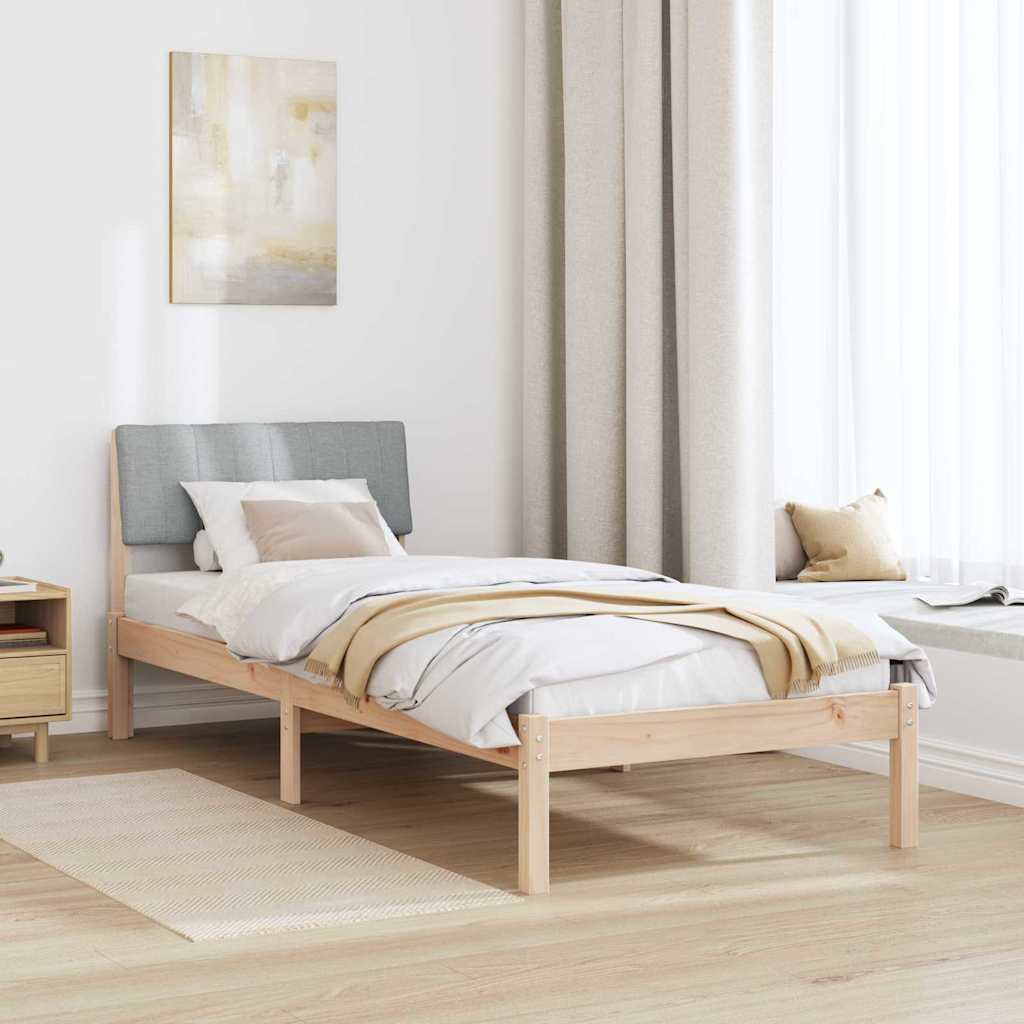 Bettgestell Braun und hellgrau 75 x 190 cm Massivholz Kiefer