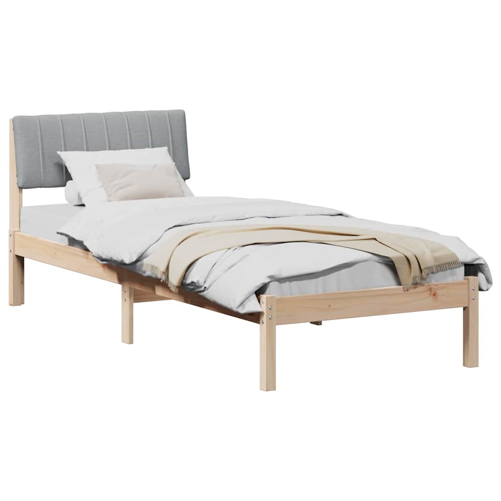 Bettgestell Braun und hellgrau 75 x 190 cm Massivholz Kiefer