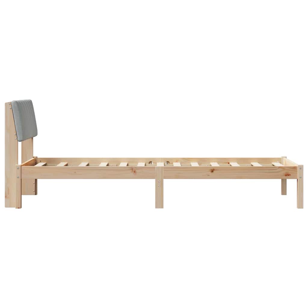 Bettgestell Braun und hellgrau 75 x 190 cm Massivholz Kiefer