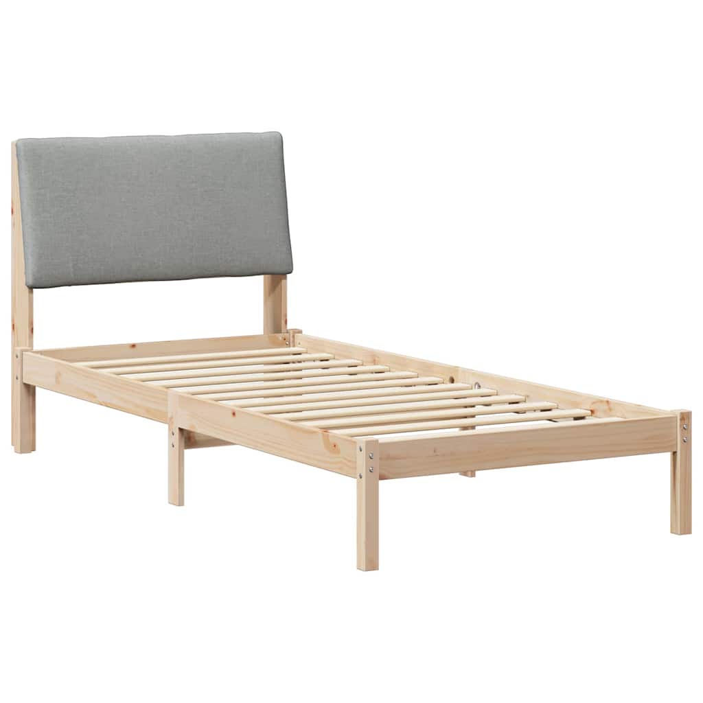 Bettgestell Braun und hellgrau 100 x 200 cm Massivholz Kiefer