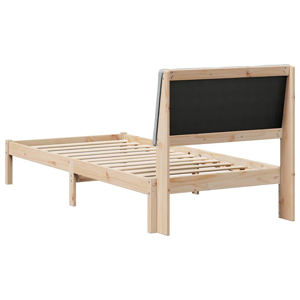 Bettgestell Braun und hellgrau 100 x 200 cm Massivholz Kiefer