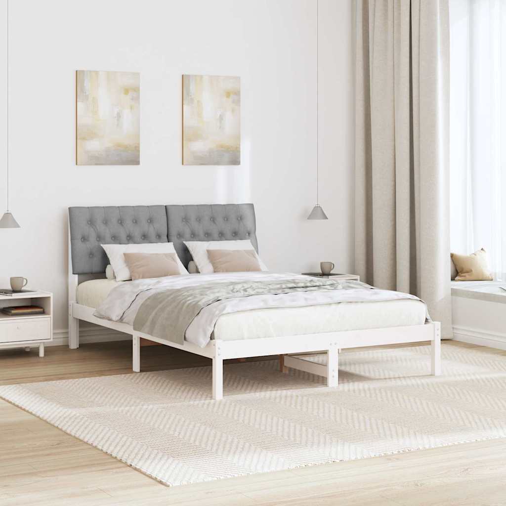 Bettgestell mit gepolstertem Kopfteil Weiß 135 x 190 cm