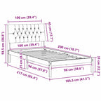 Bettgestell mit gepolstertem Kopfteil Braun 100 x 200 cm