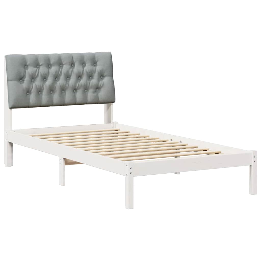 Bettgestell mit gepolstertem Kopfteil Weiß 100 x 200 cm