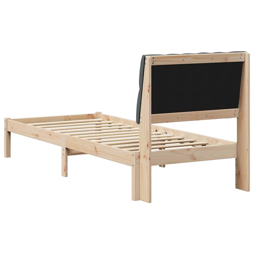 Bettgestell mit gepolstertem Kopfteil Braun 75 x 190 cm