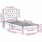 Bettgestell mit gepolstertem Kopfteil Braun 75 x 190 cm