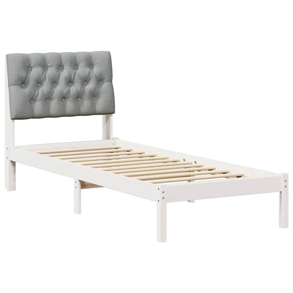 Bettgestell mit gepolstertem Kopfteil Weiß 75 x 190 cm