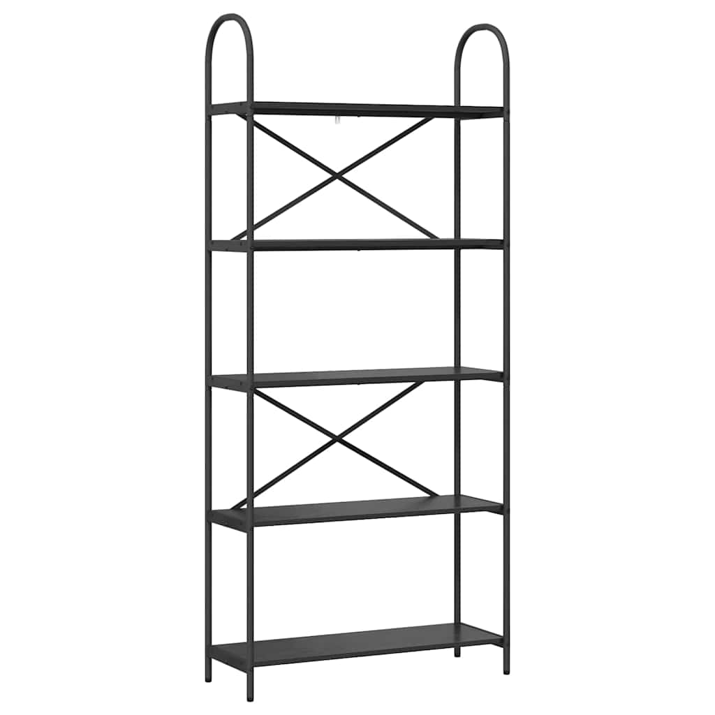 Bücherregal Schwarz Eichen-Optik 80 x 30 x 183 cm Holzwerkstoff
